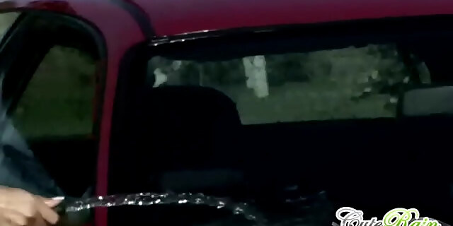 babes,brunette,car,lesbian,outdoor,petite,striptease,tease