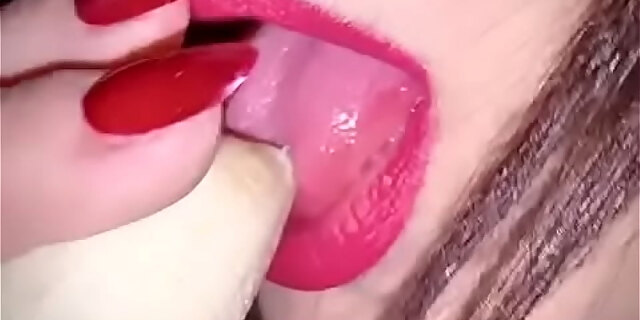 amateur,babes,banana,big cock,blowjob,closeup,deepthroat,handjob,lipstick,red,sensual,slut