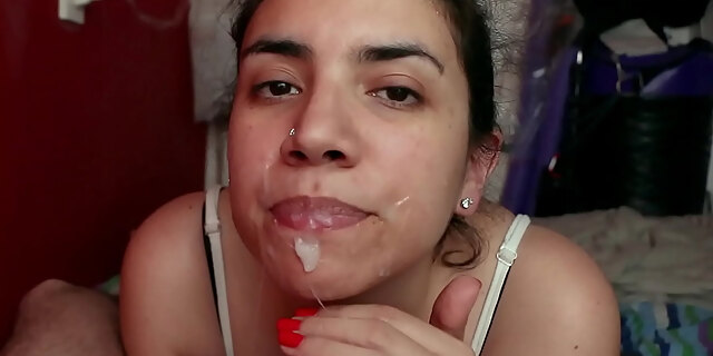 blowjob,cum,facial,funny,messy,pov